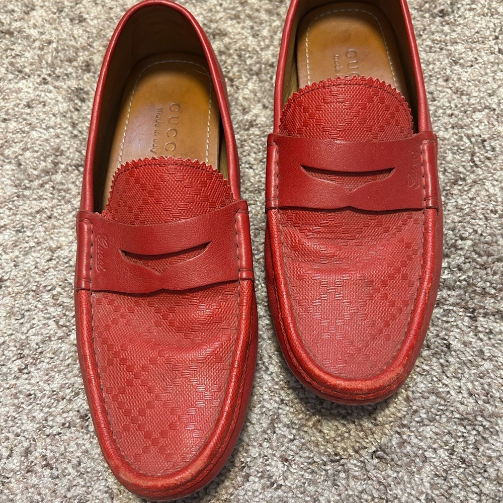 Gucci Red Leather Drivers